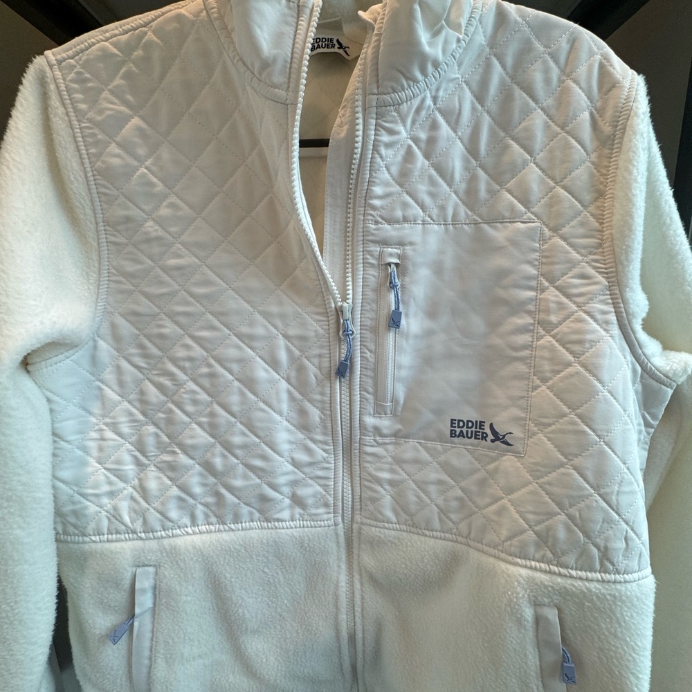 Eddie Bauer Off White Quilted Fleece Jacket